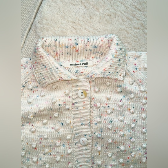 Misha & Puff Women’s Lollipop Confetti Popcorn PCP Cardigan Wool Size L Sweater - Picture 1 of 14